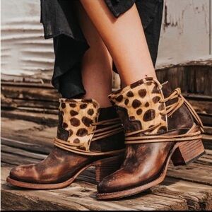 Freebird Brown and Leopard Ankle Boots